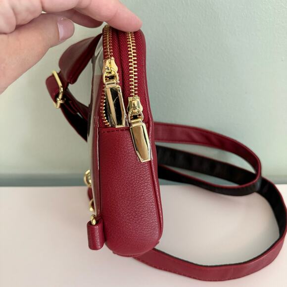 Inicat Un Jour De Chance Crossbody Sling Bag Small Vegan Leather Fanny Packs Red - Picture 6 of 10